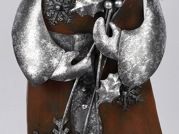 Exotic India 29'' Embracing Stylised Santa Claus | Wood And Iron | Home Décor