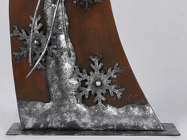 Exotic India 29'' Embracing Stylised Santa Claus | Wood And Iron | Home Décor