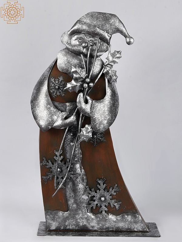 exotic india 29'' Embracing Stylised Santa Claus | Wood and Iron | Home Décor 
