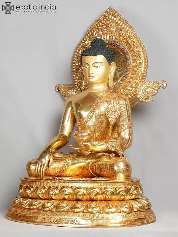 Exotic India 29" Shakyamuni Buddha Copper Idol From Nepal 
