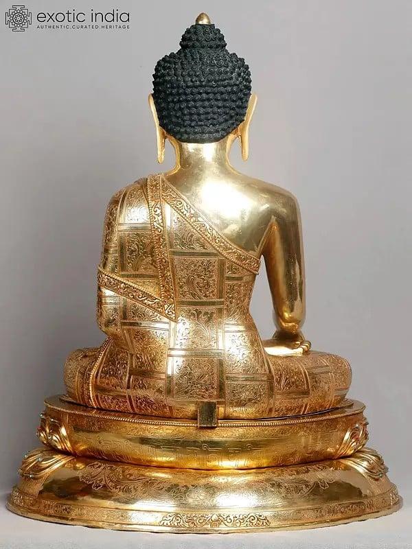 Exotic India 29" Shakyamuni Buddha Copper Idol From Nepal 