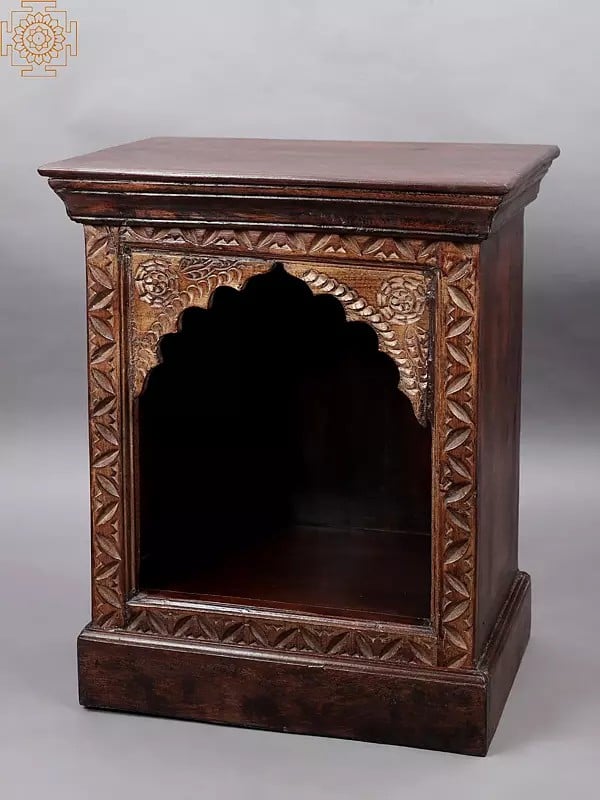 Exotic India 29" Vintage Wooden Puja Temple | Handmade 