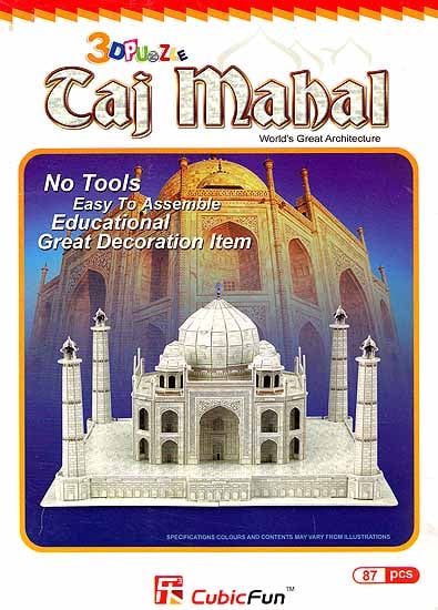 exotic india 3 D Puzzle: Taj Mahal World’s Great Architecture (No Tools Easy to Assemble Educational Great Decoration Item) (87 Pcs)