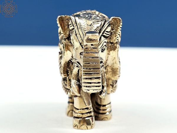 Exotic India 3" Ganesha Elephant Statues With Trunk Up | Handmade 