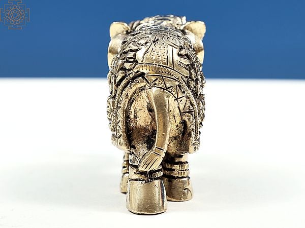 Exotic India 3" Ganesha Elephant Statues With Trunk Up | Handmade 