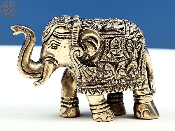 exotic india 3" Ganesha Elephant Statues with Trunk Up | Handmade 
