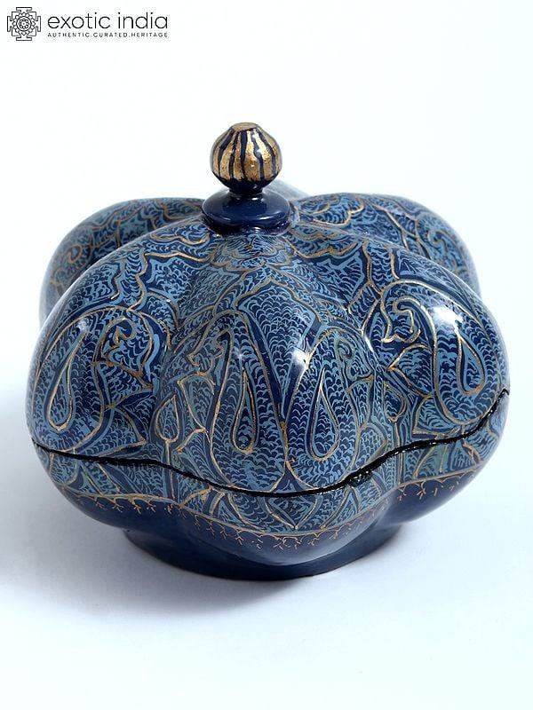 exotic india 3" Hand-Painted Pumpkin Shaped Box | Papier Mache Craft from Kashmir 