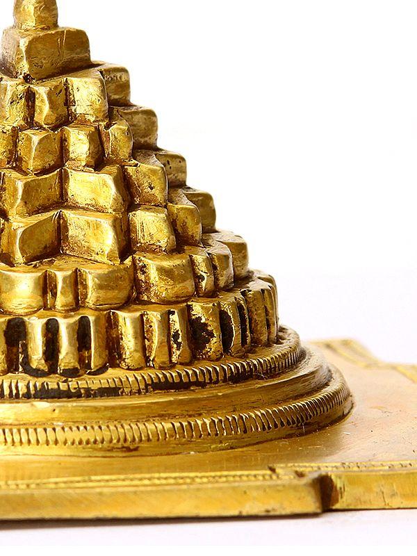 Exotic India 3" Shri Yantra In Brass | Handmade Brass Statue | Made In India 