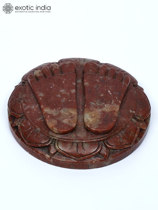Exotic India 3" Small Charan Paduka On Lotus Pedestal 
