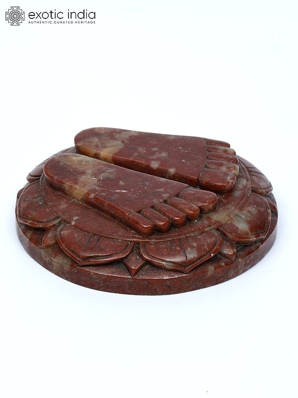 Exotic India 3" Small Charan Paduka On Lotus Pedestal 