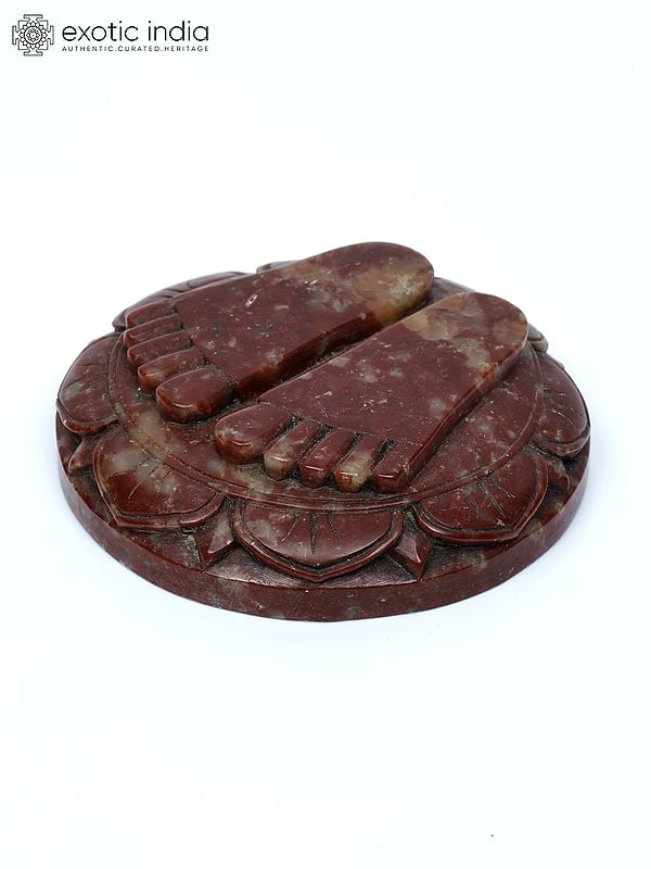 Exotic India 3" Small Charan Paduka On Lotus Pedestal 