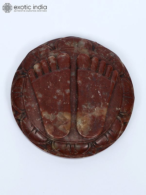 exotic india 3" Small Charan Paduka on Lotus Pedestal 
