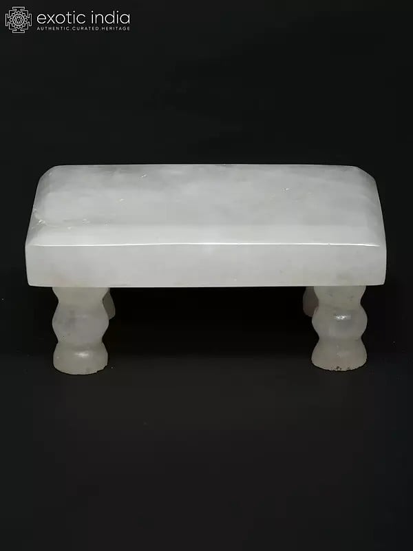 exotic india 3" Small Clear Quartz Gemstone Puja Chowki (Pedestal) 