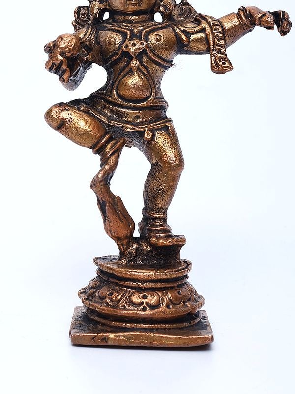 Exotic India 3" Small Dancing Lord Krishna | Copper Statue 