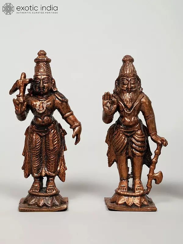 Exotic India 3" Small Dashavatara Of Lord Vishnu | Copper Statues 