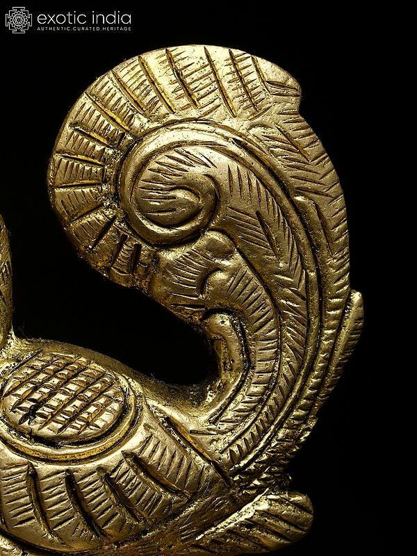 Exotic India 3" Small Decorative Peacock | Brass Statue | Table Decor 