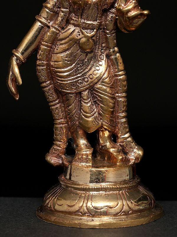 Exotic India 3" Small Goddess Andal | Madhuchista Vidhana (Lost-Wax) | Panchaloha Bronze From Swamimalai 
