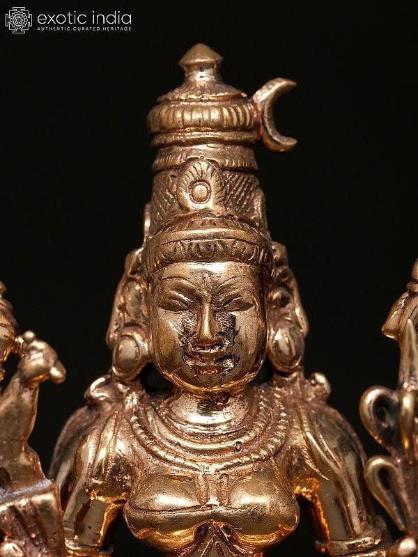 Exotic India 3" Small Goddess Rajarajeshvari | Madhuchista Vidhana (Lost-Wax) | Panchaloha Bronze From Swamimalai 