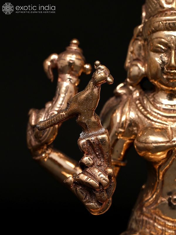 Exotic India 3" Small Goddess Rajarajeshvari | Madhuchista Vidhana (Lost-Wax) | Panchaloha Bronze From Swamimalai 