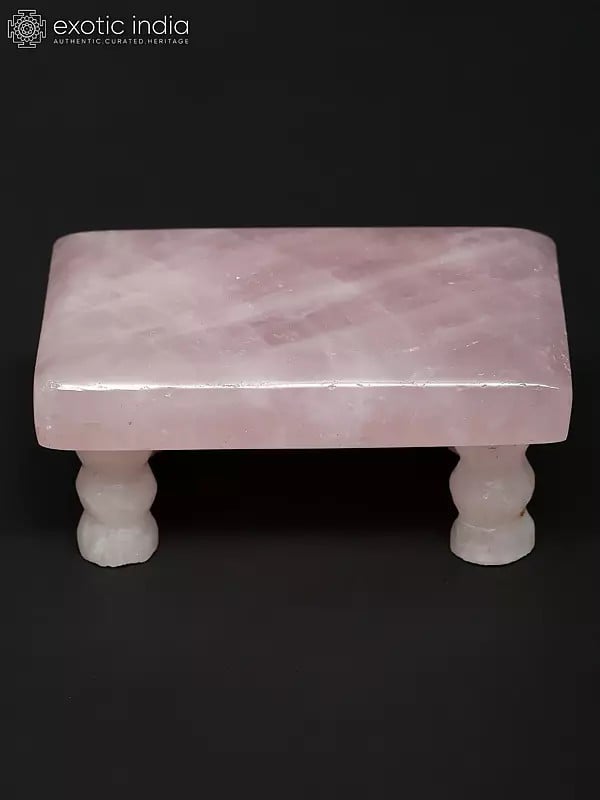 Exotic India 3" Small Rose Quartz Puja Chowki (Pedestal) 