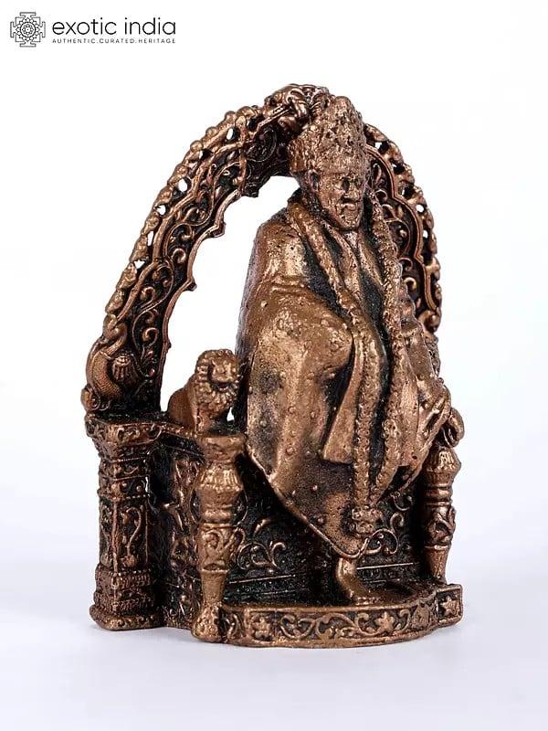 Exotic India 3" Small Sai Baba Copper Statue | Home Office Decor 