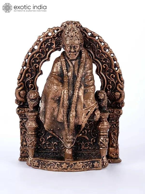 exotic india 3" Small Sai Baba Copper Statue | Home Office Decor 