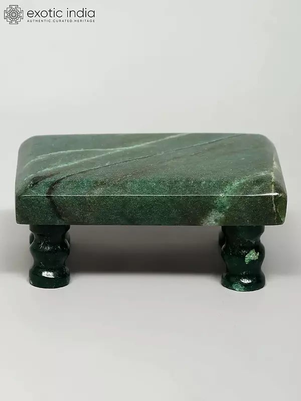 exotic india 3" Small Size Chowki (Pedestal) for Deity in Jade Stone 