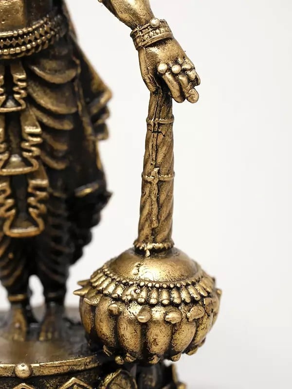 Exotic India 3" Small Superfine Blessing Hanuman With Mace - Symbol Of Strength & Devotion | Ideal For Puja 