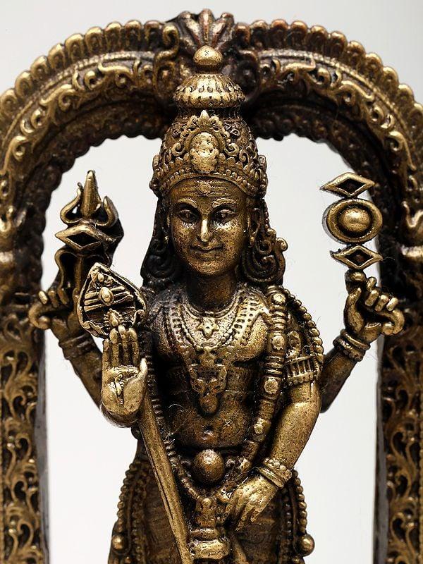 Exotic India 3" Small Superfine Lord Murugan Swami Under The Temple Arch | Ideal For Puja 