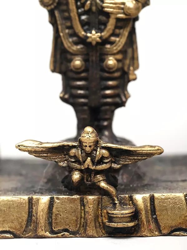 Exotic India 3" Small Superfine Lord Tirupati Balaji And Garuda With Kirtimukha Arch | Made In Coimbatore | Ideal For Puja 