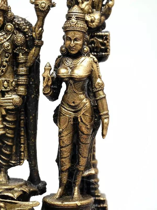 Exotic India 3" Small Superfine Lord Tirupati Balaji Standing On Kirtimukha Arch With Sridevi Bhudevi And Garuda | Made In Coimbatore | Ideal For Puja 