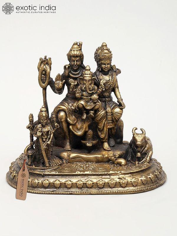 exotic india 3" Small Superfine Shiv Parivar – The Divine Family of Kailash | Ideal for Puja 