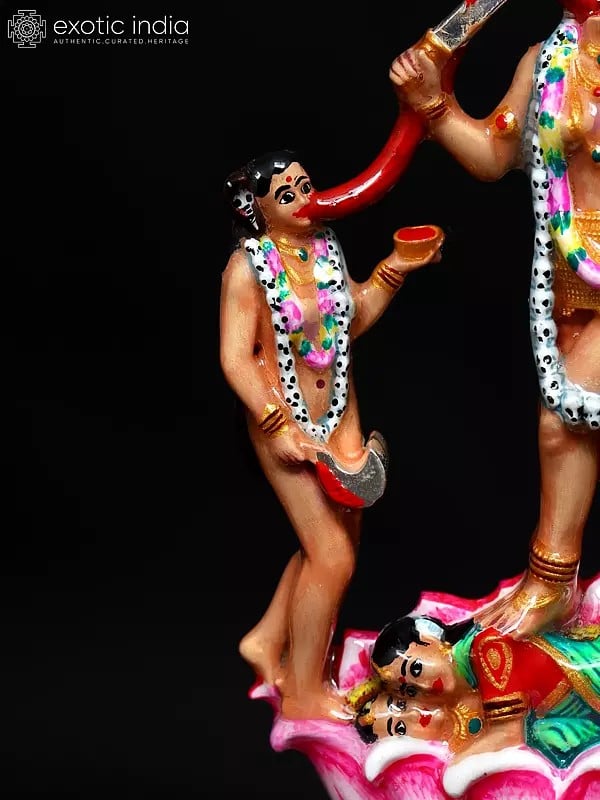 Exotic India 3" Tantrik Goddess Mahavidya Chhinnamasta | Enamel Colored Sterling Silver Statue 