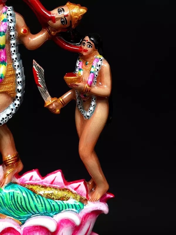 Exotic India 3" Tantrik Goddess Mahavidya Chhinnamasta | Enamel Colored Sterling Silver Statue 