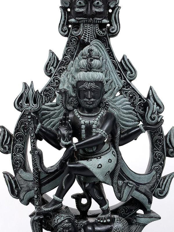 Exotic India 30" Large Dancing Lord Shiva (Nataraja) With Kirtimukha | Sand Stone Statue | Made In Orissa 