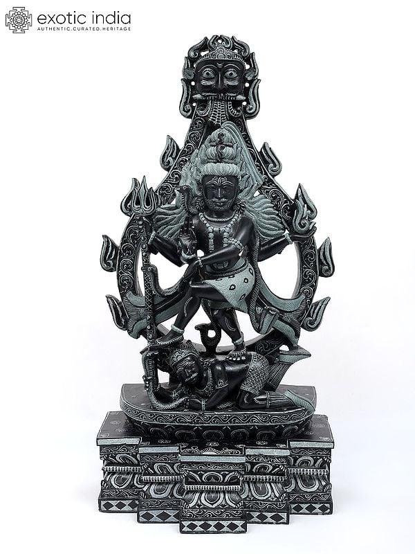 exotic india 30" Large Dancing Lord Shiva (Nataraja) with Kirtimukha | Sand Stone Statue | Made in Orissa 