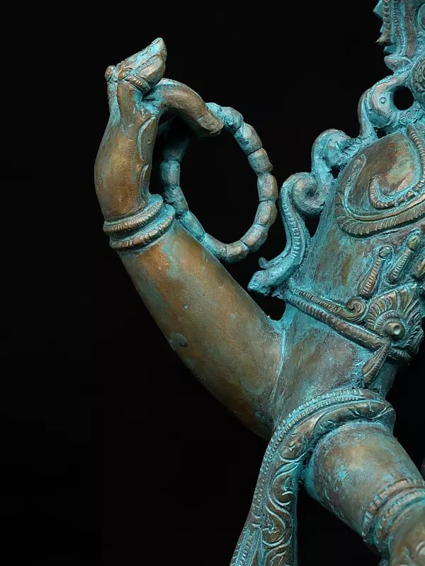 Exotic India 30" Large Goddess Saraswati Dancing And Playing Veena | Madhuchista Vidhana (Lost-Wax) | Panchaloha Bronze From Swamimalai 