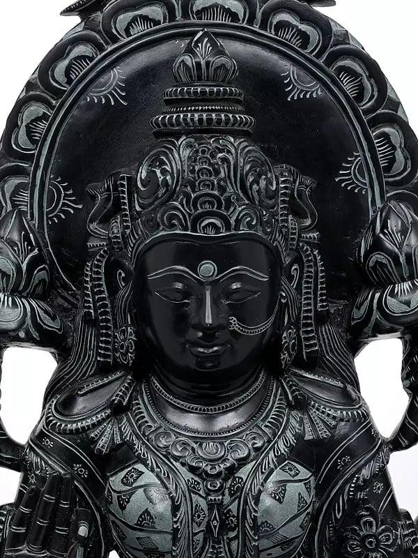 Exotic India 30" Large Sitting Goddess Lakshmi | Sand Stone Statue | Made In Orissa 