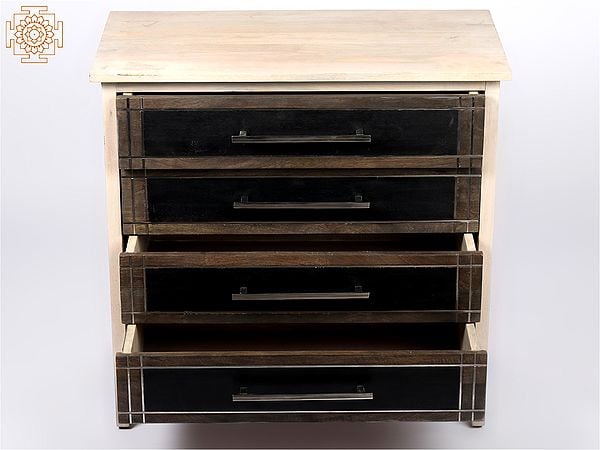 exotic india 30" Wood and Iron Four Drawers Chest Cabinet 