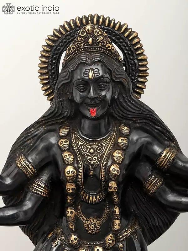 Exotic India 31" Large Goddess Kali Idol Standing On Lord Shiva | Brass Statue 
