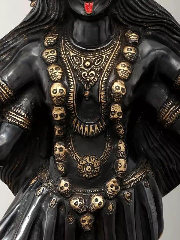 Exotic India 31" Large Goddess Kali Idol Standing On Lord Shiva | Brass Statue 