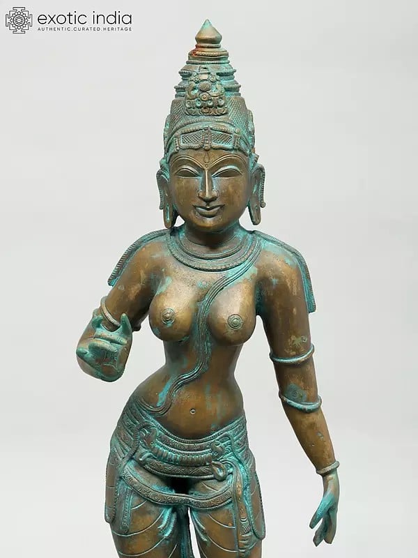 Exotic India 31" Large Standing Lord Shiva As Pashupatinath With Goddess Parvati | Madhuchista Vidhana (Lost-Wax) | Panchaloha Bronze From Swamimalai 