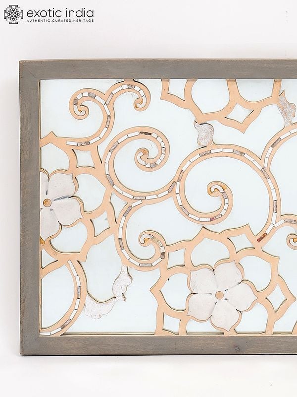 Exotic India 32" Rectangular Shaped Designer Wall Hanging Mirror | Wall Decor 