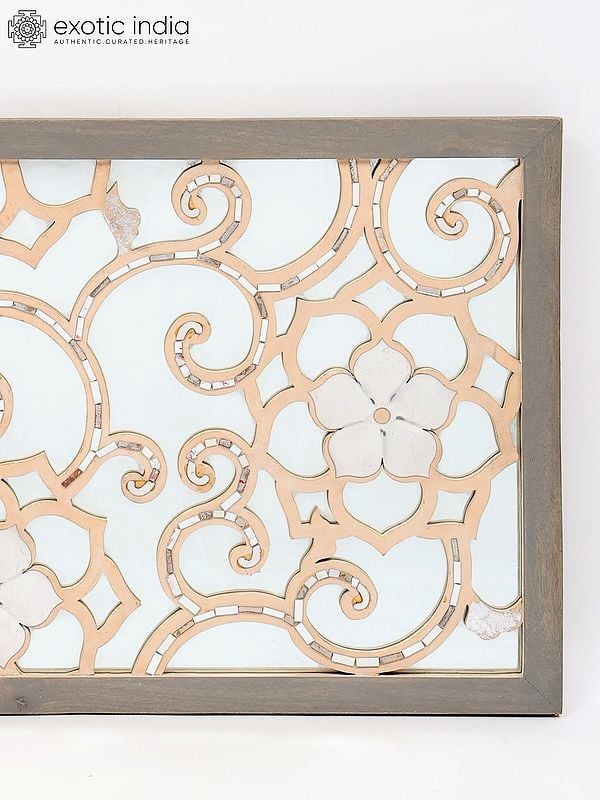 Exotic India 32" Rectangular Shaped Designer Wall Hanging Mirror | Wall Decor 