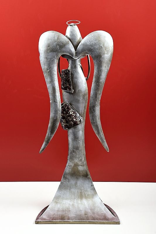 Exotic India 33" Christmas Angel Tea Light Candle Holder | Handmade 