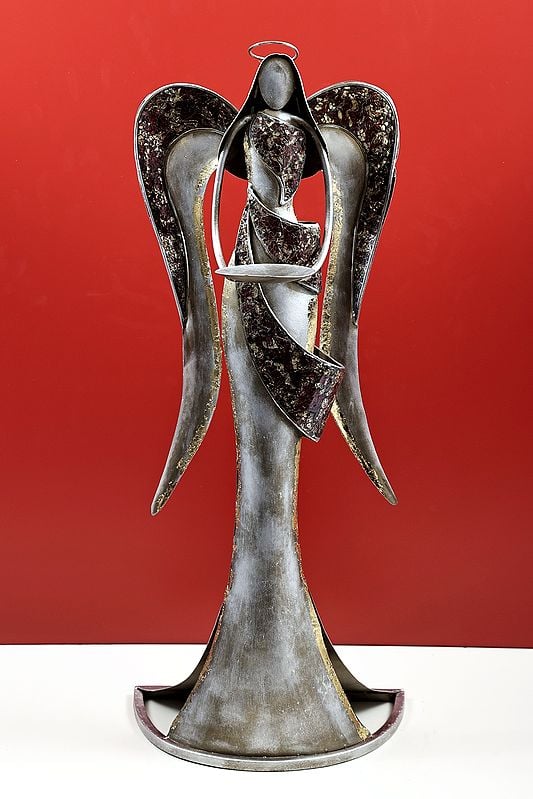 exotic india 33" Christmas Angel Tea Light Candle Holder | Handmade 