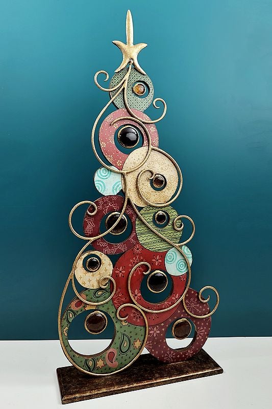 Exotic India 33" Handmade Decorative Colorful Christmas Tree