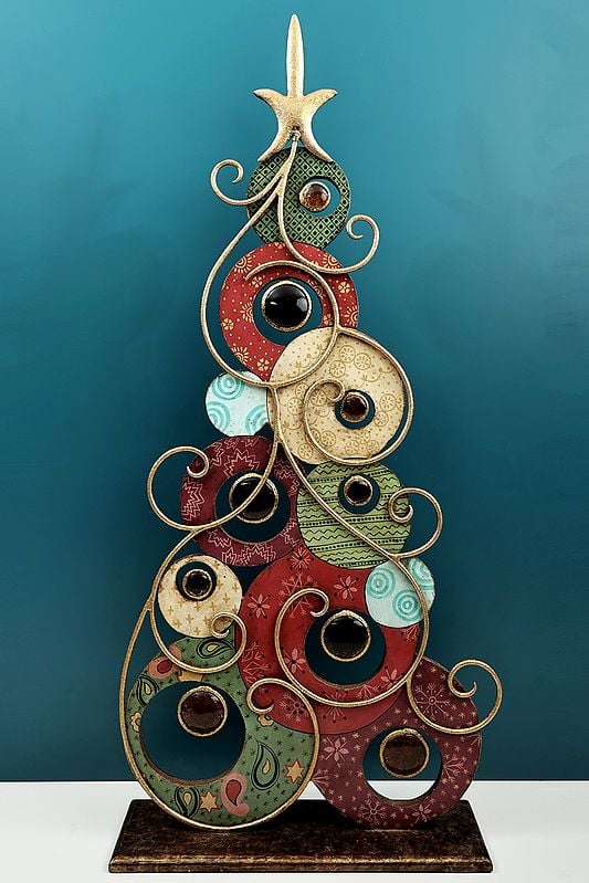 exotic india 33" Handmade Decorative Colorful Christmas Tree 