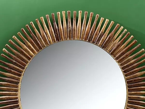 Exotic India 34" Large Vintage Wall Decor Wooden Mirror