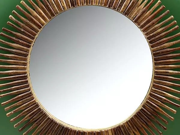 Exotic India 34" Large Vintage Wall Decor Wooden Mirror